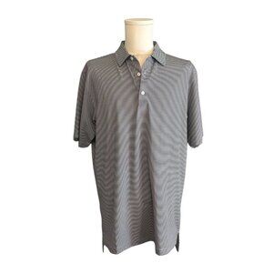 Dunning Golf Men's XL Black Striped Athletic Collared Sports Pullover Polo Shirt
